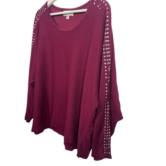 Carolyn Taylor Sweater Womens Knit Top Pullover Studded Dolman Plus Size 1X Fall - Picture 15 of 15